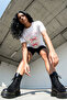 Women's White Oversized Coquette Girly Cherry and Bow Printed 100% Cotton Crew Neck T-Shirt - 5