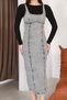 Women's Thick Strap Bodycon Long Denim Midi Dress Bnj-5412S - 6