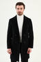 Striped Slim Fit Wide Collar Double-Breasted Velvet Men's Coat Black - 21336.25K - 6