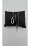Stainless Steel Silver Color Ellipse Figured Zircon Stone Necklace - 7