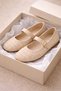Tweed Fabric Mary Janes Ballet Flats Stylish Buckled Orthopedic Sole Everyday Shoes