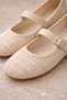 Tweed Fabric Mary Janes Ballet Flats Stylish Buckled Orthopedic Sole Everyday Shoes - 4