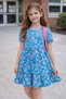 180-01-26 Girls' Floral Print Short Sleeve Viscose Woven Dress 2/12 Years Old - 3