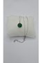 Stainless Steel Silver Color Oval Green Emerald Stone Necklace - 6