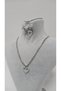 Stainless Steel Silver Color Big Heart White Zircon Stone Earrings, Bracelet, Necklace Set - 4