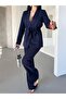 Women's Tie-Up Belted Shawl Collar Blazer Jacket Flared Leg Stretchy Pants Suit - 7