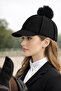 Women's Black Rider Model Plush Pompom Winter Cashmere Hat - 6