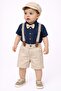Baby Boy Hat and Bow Tie Polka Dot Shirt and Shorts Short Sleeve Festive 3-Piece Set 100% Cotton
