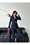 Women's Gold Button Detailed Blazer Jacket Pants Suit