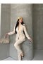 Women's Gold Button Detailed Blazer Jacket Pants Suit - 4