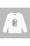 Cute Duckling in Shark Costume Printed 3 Thread Non-Fleece Children's Sweatshirt (Ages 4-13)