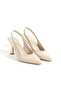 Pointed Toe Trot Heeled Open Back (9cm) Gold Color Galvanized Heel Women's Heeled Shoes - 4