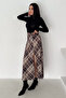 Women's Plaid Long Skirt with Slit Detail – Slit Plaid - 2