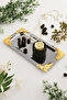 Molisi Silver Gold Ornament Detailed Boat-Shaped Coffee Presentation Tray Serving Tea Tray Decorative Tray - 5