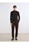 Brown half turtleneck striped men's knit sweater from gülis store - 2