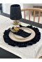 6-Piece Dark Linen Ruffle Detailed American Dinner Set/Soup Plate - 8