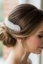 Bridal Hair Accessory Pearl and Crystal Beaded Bridal Barrette Engagement and Wedding Hair Comb - 3