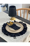 4-Piece Dark Linen Ruffle Detailed American Tablecloth/ Napkin - 5