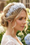 Crystal Stone Floral Bridal Crown Henna and Engagement Hair Accessory Ice Blue - 3