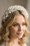 Ecru Pearlescent Floral Bridal Crown with Crystal Stones, Henna and Engagement Hair Accessory - 2