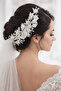 Bridal Hair Accessory Crystal Beaded Floral Bridal Barrette Engagement and Wedding Hair Accessory - 3