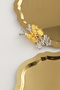 Keveldi Gold 3-Piece Butterfly Detailed Oval Coffee Presentation Tray Serving Tea Tray Decorative Tray - 2