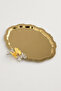 Keveldi Gold Butterfly Detailed Oval Coffee Presentation Tray Serving Tea Tray Decorative Tray - 2