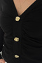 Women's V-Neck Blouse with Gold Button Detail – Black Grace - 6