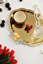 Keveldi Gold Butterfly Detailed Oval Coffee Presentation Tray Serving Tea Tray Decorative Tray - 5