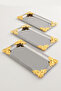 Foldosi Silver 3-Piece Gold Ornament Detailed Boat-Shaped Coffee Presentation Tray Serving Tea Tray Decorative Tray - 2