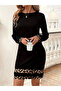 Women’s Long Sleeve Crew Neck Stripe Leopard Print Short Scuba Dress - 7