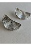 Silver Patterned D Earrings - 3