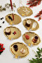 Keveldi Gold 6-Piece Butterfly Detailed Oval Coffee Presentation Tray Serving Tea Tray Decorative Tray - 6