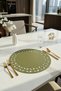 Pares Series 6-Piece Faux Leather Round American Service Set - Ø 32cm - Khaki Green - 2