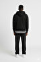 Men's Black 3-Thread Brushed Inside Baggy Tracksuit Set Wide Leg Oversized Hooded Sweatshirt - 4