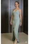 Mint Green Double-Breasted Lined Woven Long Evening Dress Night Graduation Dress - 2