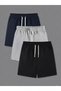3 Pieces Relaxed Fit Unisex Black Gray Navy Jersey Sports Shorts