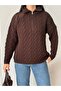 Zippered Half Fisherman's Hair Knit Sweater - 6
