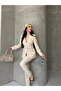 Women's Gold Buttoned Buckled Belt Blazer Jacket Trousers Suit - 7