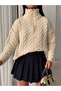 Zippered Half Fisherman's Hair Knit Sweater - 3