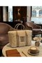 Plush Beige Color Column Shoulder Bag 25X20Cm Imported - 3