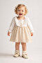 Mymi̇o Girl 6-24 Months Natural Dress with Beads - 2