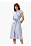 Striped Shirt Women Dress with Belt - 2