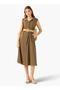Shirt Midi Length Cotton Dress with Belt - 2