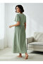 Night Dress Short Sleeves with Floral Embroidery Cotton - 3