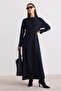 Modal Fabric A-Line Dress Navy Blue - 4