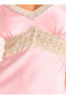 Night Dress Sleeveless with Lace and Embellished Straps - 4