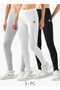 Pack of 3 Elasticated Full Length Leggings with Logo Print