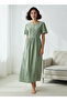 Night Dress Short Sleeves with Floral Embroidery Cotton - 2