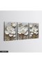 White Flower with Gold Leaves 3 Piece Canvas - Canvas Painting - 3